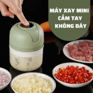 Máy Xay Tỏi Ớt Mini Cầm Tay Siêu Tiện Lợi , Máy Xay Mini Màu Xanh Phiên Bản Mới Sử Dụng Pin Sạc