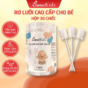 Que Tưa Lưỡi, Rơ Lưỡi Vệ Sinh Răng Miệng Cho Bé EmmaKids, Gạc Rơ Lưỡi Bé Sơ Sinh (Hộp 30 chiếc)