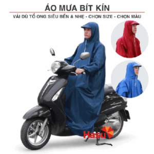 Áo mưa kín người - Áo mưa bít kín 1 người vải dù tổ ong siêu bền Hasu Việt Nam