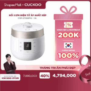 Nồi cơm điện tử áp suất kép Cuckoo 1.8L CRP-ST1010FW - Lòng nồi phủ men Xwall