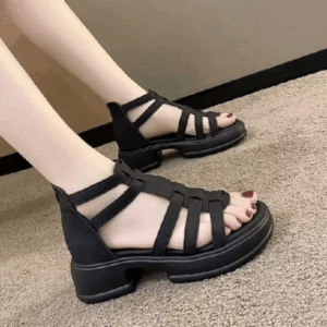 Giày Sandal La Mã Da Thật Chính Hãng Giày Sandal Nữ Dép Đế Bằng Nữ Rỗng Mặc Bên Ngoài Phù Hợp Với Váy La Mã Da Thật Giày Sandal La Mã Dép Nữ Dép Đế Bằng Nữ
