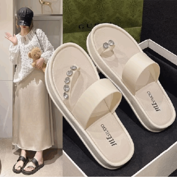 Dép đi ngoài đế dày Dép thời trang Giày phù hợp cho mọi trận đấu Giày nữ Giày sandal Giày đế bằng Dép nữ Dép đế thấp Dép đế dày
