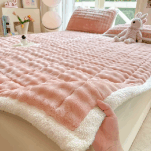 Nệm Giữ Ấm Dày Dặn Nhung Thỏ Mùa Đông Đệm Mềm Đệm Đệm Lót Giường Chiếu Tatami Nhung Sữa Gia Dụng Đệm Ga Trải Giường Đệm