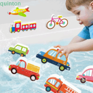 Quinton Phòng tắm Chơi đồ chơi trò chơi dưới nước, EVA Car Boat Đồ chơi tắm xếp hình cho trẻ em, Đồ chơi chơi chơi dưới nước Phim hoạt hình nổi DIY Sticker Đồ chơi xếp hình tắm cho bé Đồ chơi
