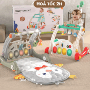 Thảm nhạc cho bé sơ sinh kiêm xe tập đi có nhạc đàn piano 3IN1, đồ chơi cho bé sơ sinh 06 tháng, 1 tuổi, nằm chơi
