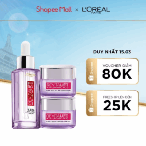 Bộ Serum và 2 kem dưỡng siêu cấp ẩm và giảm nếp nhăn Revitalift HA 1.5% L'Oreal Paris
