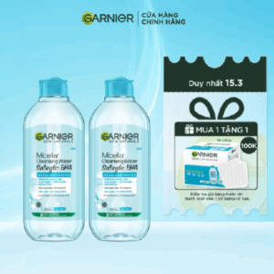 Bộ 2 Nước tẩy trang Garnier Cho Da Dầu Mụn Salicylic BHA Micellar 400ml x 2 (mới)