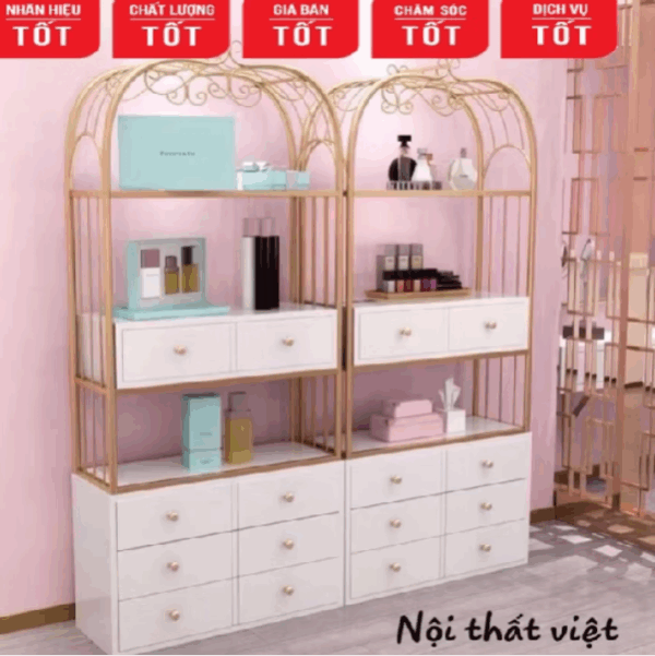 Kệ decor trang trí kết hợp ngăn kéo rẻ đẹp để được rất nhiều đồ