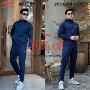 Bộ thể thao nam 2 lớp lining, sét quần áo nam thu đông có mũ thể thao năng động cực chất