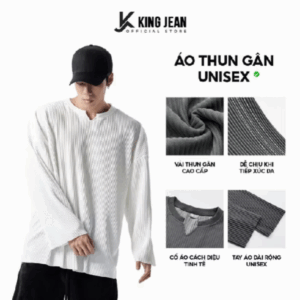 Áo thun nam cổ V kiểu dáng unixex trơn vải thun gân mềm min cao cấp KJ - Vua Quần Jeans