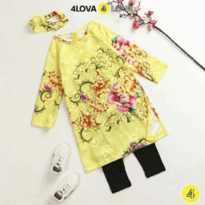 Set Áo dài kèm quần, nơ cho bé gái cách tân 4LOVA hoạ tiết rực rỡ từ 1-10 tuổi
