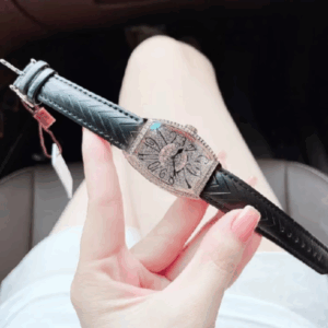 Đồng hồ đeo tay nữ chính hãng Guou dây da mặt bầu dục đẹp viền đính đá chống nước